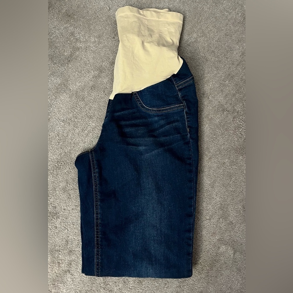 Indigo Blue Maternity Skinny Jeans Secret Fit Belly Dark Wash Size M - Picture 6 of 9